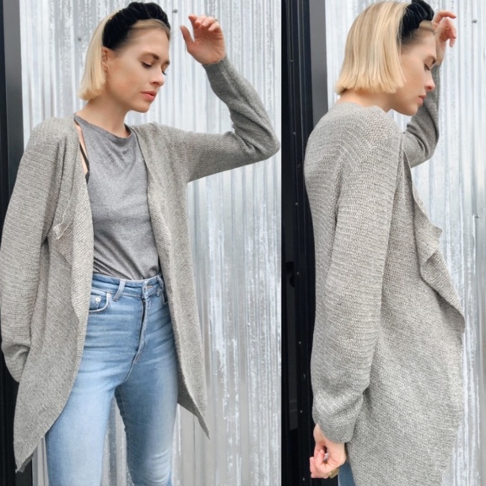 Sage Green Open Knit Long Cardigan Women’s Size Small